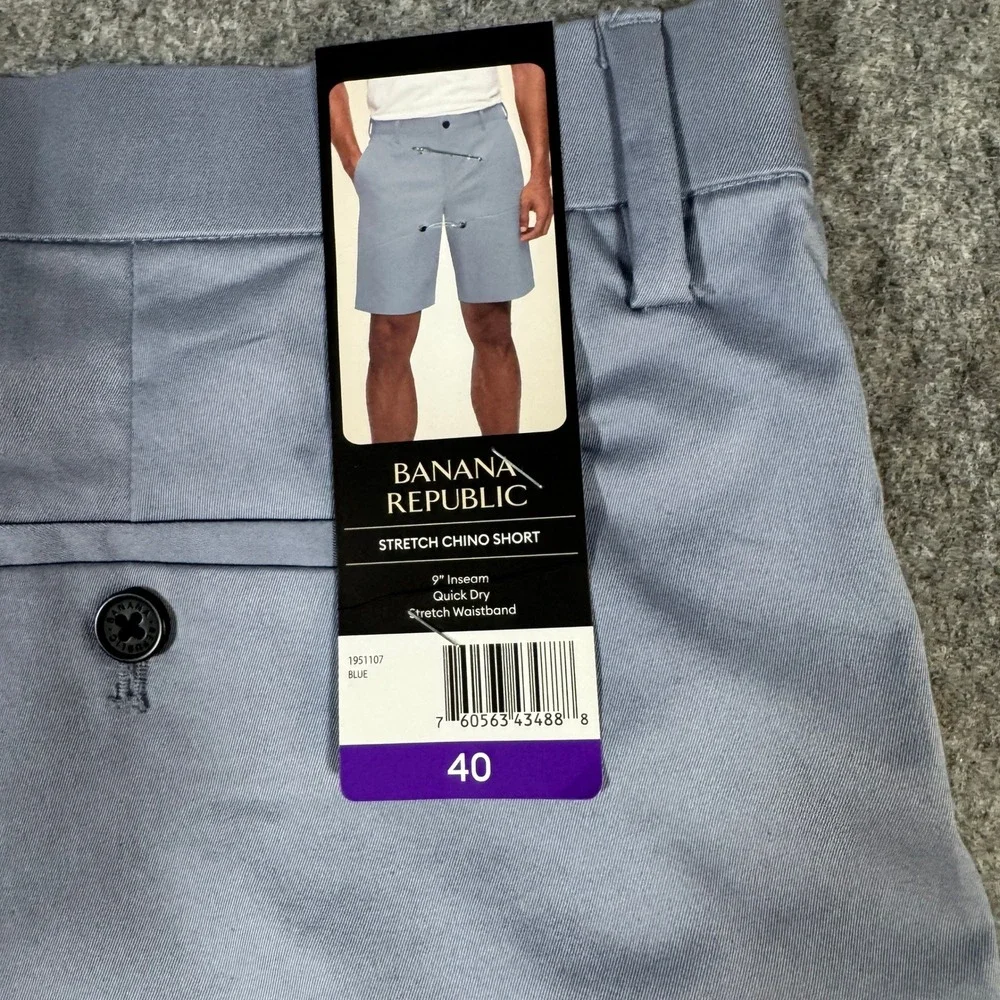 Banana Republic Mens Stretch Chino Shorts Light‎ Blue 9